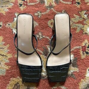 The Drop Women's Avery Square Toe Two Strap High Heeled Sandal 8.5